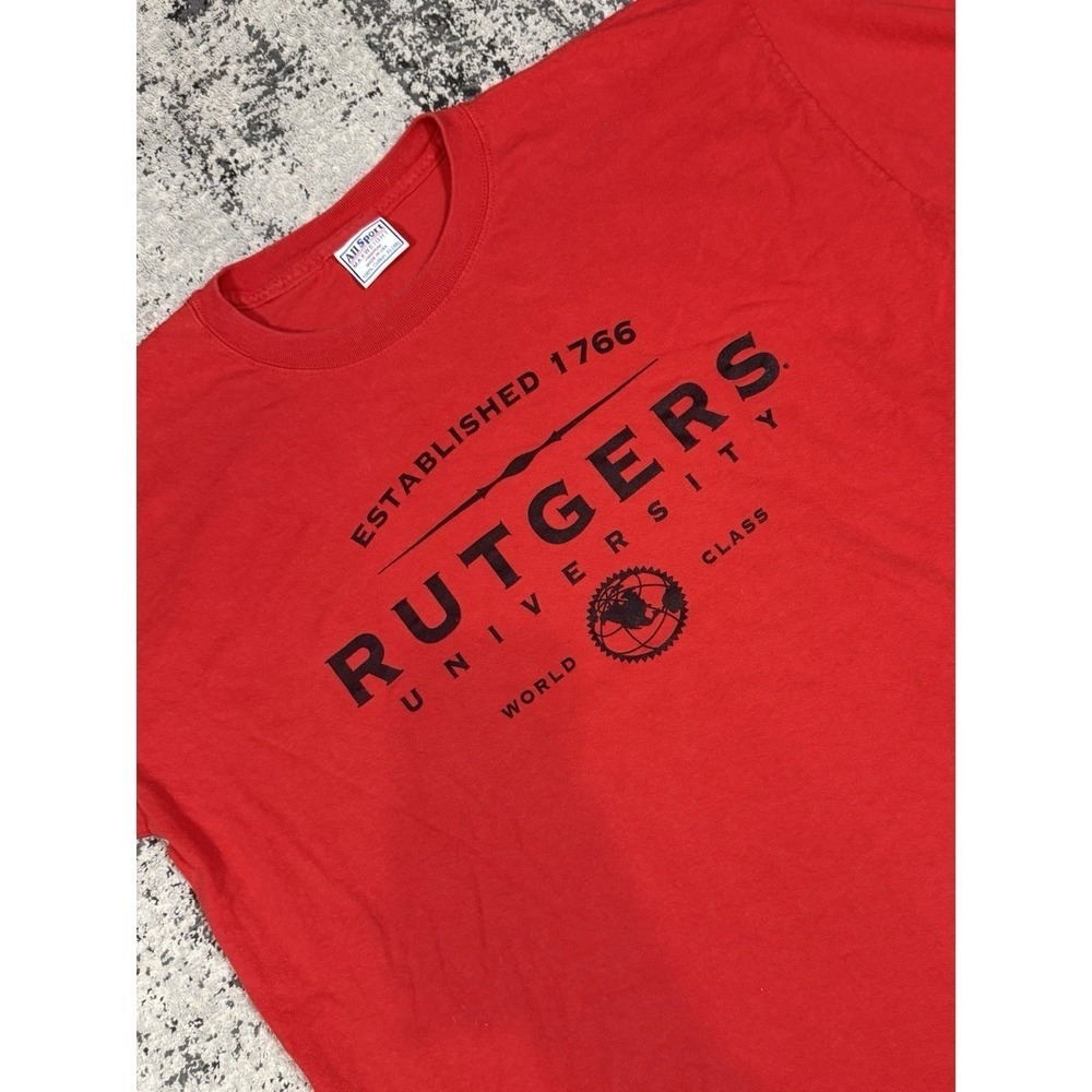 Vintage Rutgers University T Shirt Mens‎ XL Red All Sport Made USA